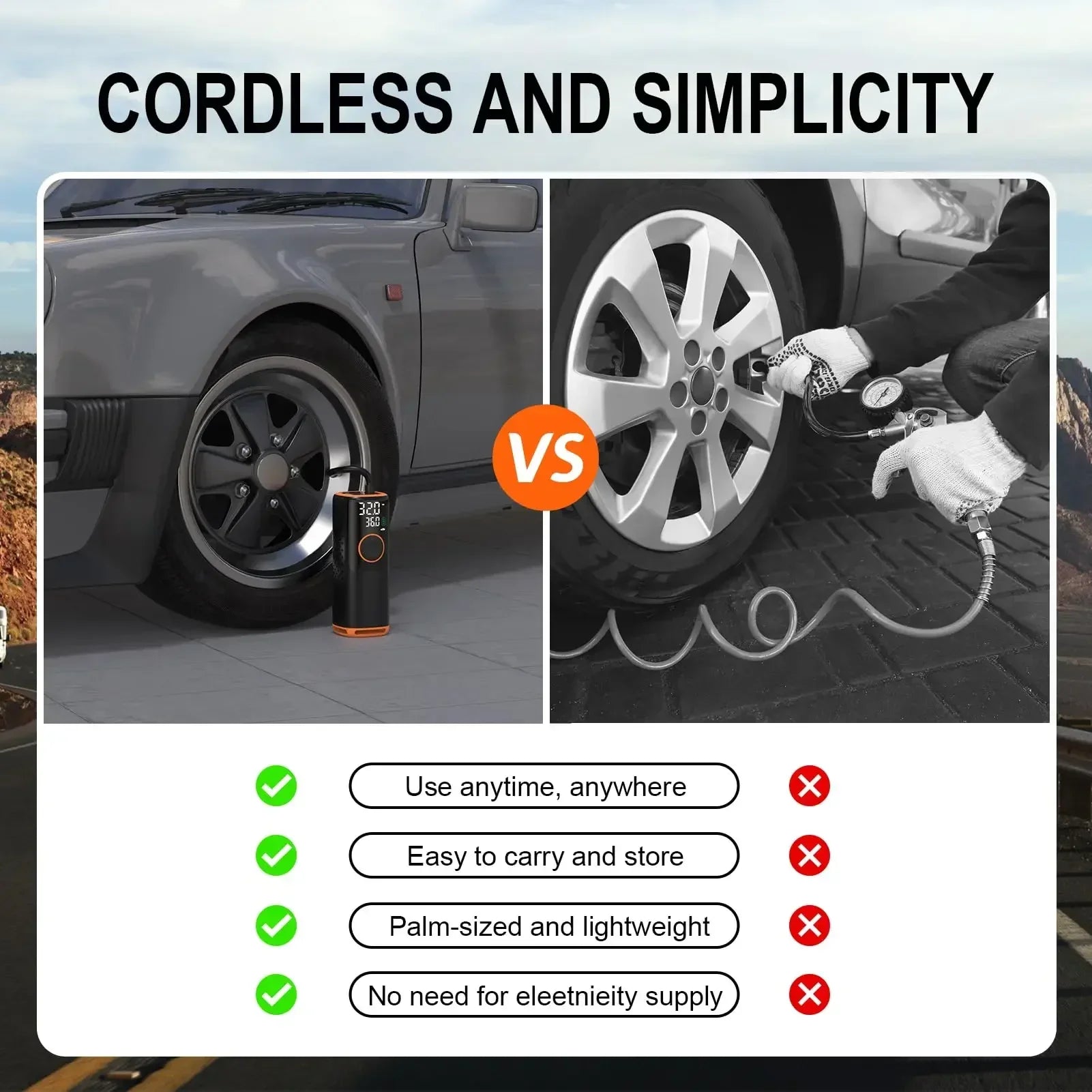 Portable Air Compressor Tire Inflator – Compact & Powerful